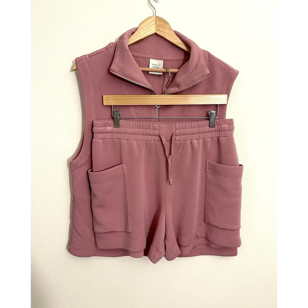 VARLEY SET Magnolia Half-Zip Sleeveless Tank Isabella Mid-Rise Short 4